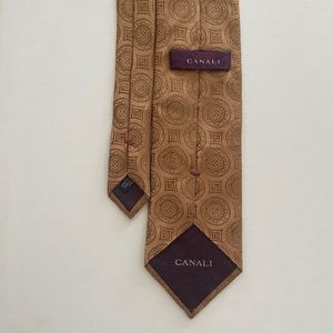Men's Canali Silk 60" Tie Made In Italy Gold Design